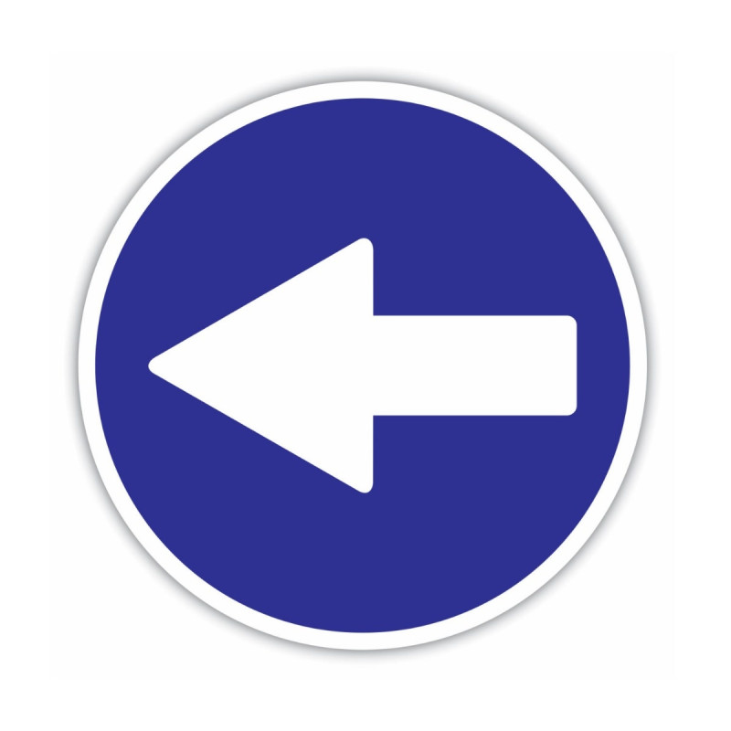 Indicator semnalizare Depasire stanga, autocolant, diametru 12 cm