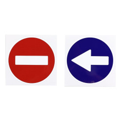 Indicator semnalizare Depasirea interzisa + Depasire pe partea stanga, autocolant, diametru 12 cm, set 2 bucati