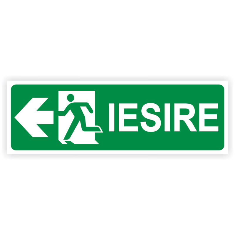 Indicator semnalizare Iesire in caz de urgenta Stanga, PVC, 30 x 10 cm