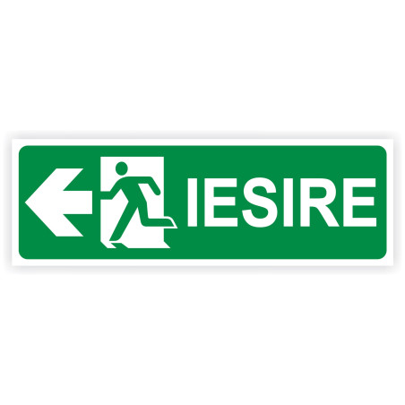 Indicator semnalizare Iesire in caz de urgenta Stanga, PVC, 30 x 10 cm