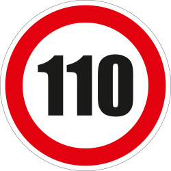 Indicator semnalizare Limitare viteza 110, autocolant, diametru 12 cm