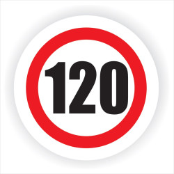 Indicator semnalizare Limitare viteza 120, autocolant, diametru 12 cm