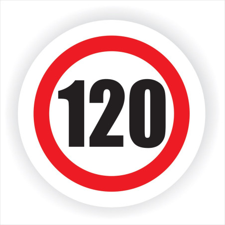 Indicator semnalizare Limitare viteza 120, autocolant, diametru 12 cm