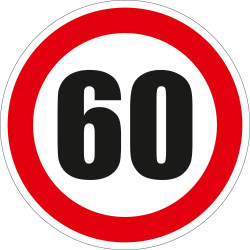 Indicator semnalizare Limitare viteza 60, autocolant, diametru 12 cm