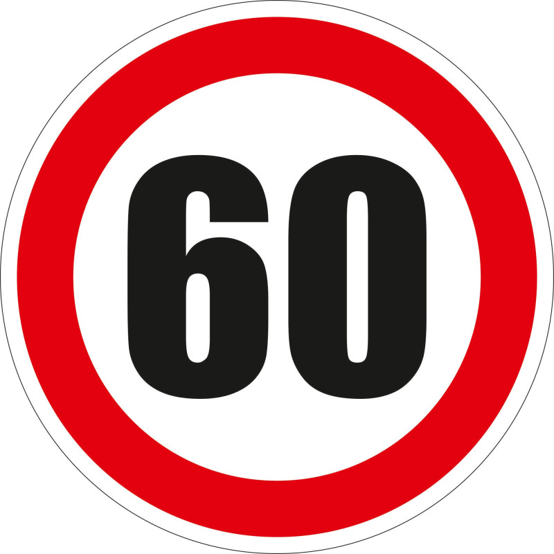 Indicator semnalizare Limitare viteza 60, autocolant, diametru 12 cm