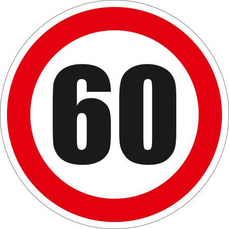Indicator semnalizare Limitare viteza 60, autocolant, diametru 12 cm