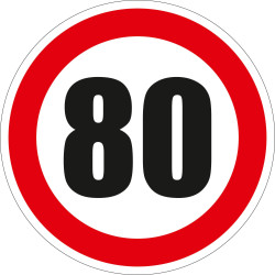 Indicator semnalizare Limitare viteza 80, autocolant, diametru 12 cm