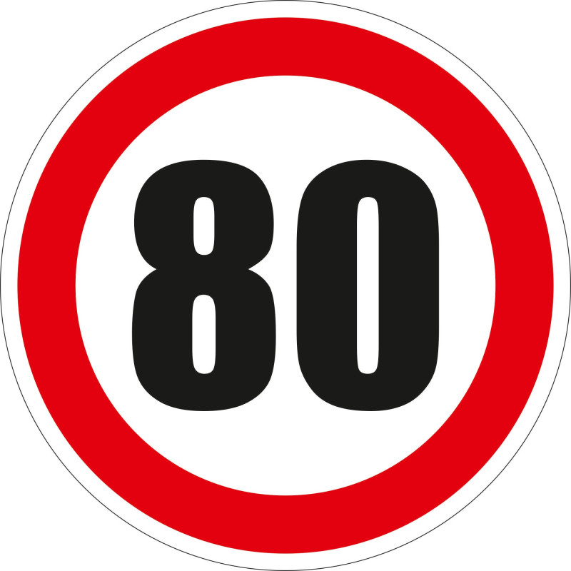 Indicator semnalizare Limitare viteza 80, autocolant, diametru 12 cm