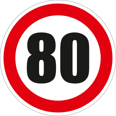 Indicator semnalizare Limitare viteza 80, autocolant, diametru 12 cm