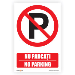 Indicator semnalizare Nu parcati, PVC, 30 x 20 cm