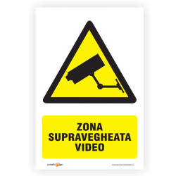 Indicator semnalizare Supraveghere video, autocolant, 20 x 15 cm