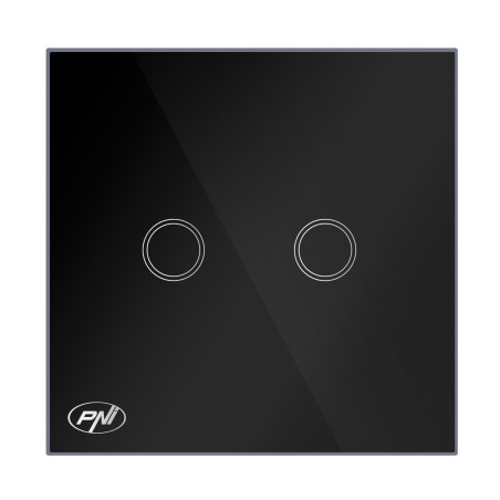 Intrerupator touch dublu cu indicator luminos, PNI SH222, incastrat, negru
