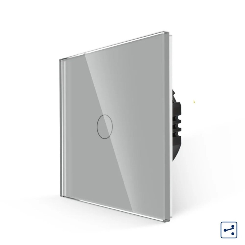 Intrerupator touch simplu cap scara, Luxion LXD-MT-A102G-GY, incastrat, rama din sticla inclusa, gri