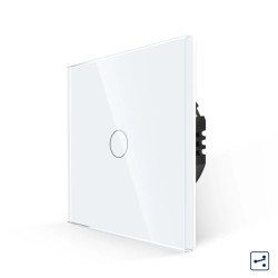 Intrerupator touch simplu cap scara, Luxion LXD-MT-A102G-W, incastrat, rama din sticla inclusa, alb