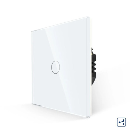 Intrerupator touch simplu cap scara, Luxion LXD-MT-A102G-W, incastrat, rama din sticla inclusa, alb