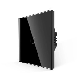 Intrerupator touch simplu cu indicator luminos, Luxion LXD-ST-101G-B, incastrat, rama din sticla inclusa, negru