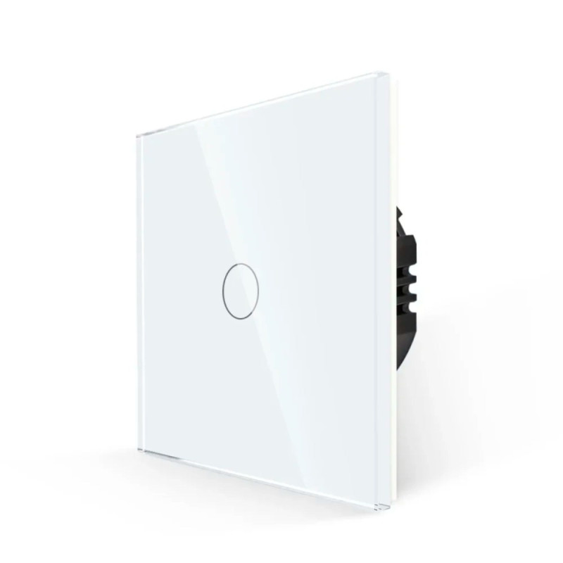 Intrerupator touch simplu cu indicator luminos, Luxion LXD-ST-101G-W, incastrat, rama din sticla inclusa, alb