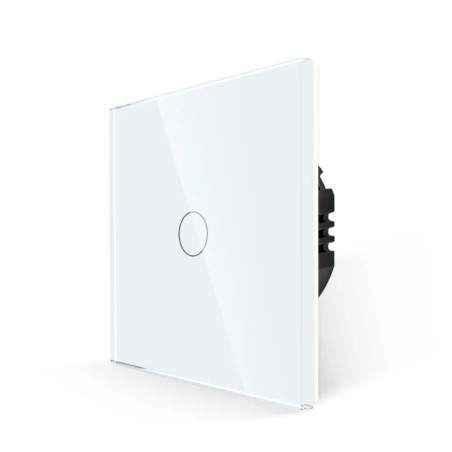 Intrerupator touch simplu cu indicator luminos, Luxion LXD-ST-101G-W, incastrat, rama din sticla inclusa, alb