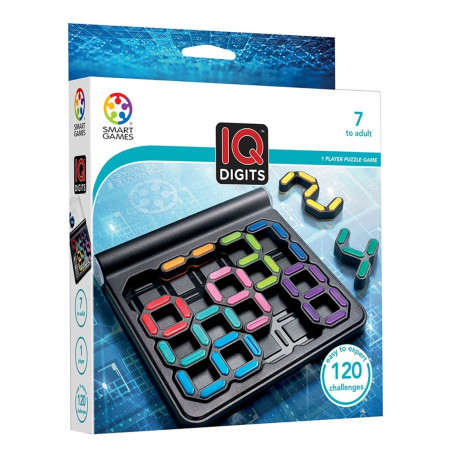 Joc de logica, IQ Digits Smart Games, 120 provocari, plastic, multicolor, 7+ ani, 14.3 x 14.35 x 2 cm