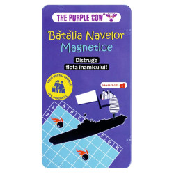 Joc magnetic Batalia navelor, joc pentru calatorii, Purple Cow, plastic + metal, multicolor, 6+ ani, 18.5 x 10 x 1 cm