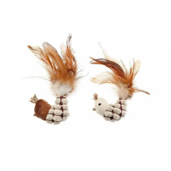 Jucarie pentru pisici Fieribiella, pasare cu pene, plus, 7 x 5 cm, set 2 bucati