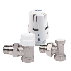 Kit robinet calorifer termostatat + robinet calorifer retur + cap termostat Valvex Thermo, alama, 1/2"
