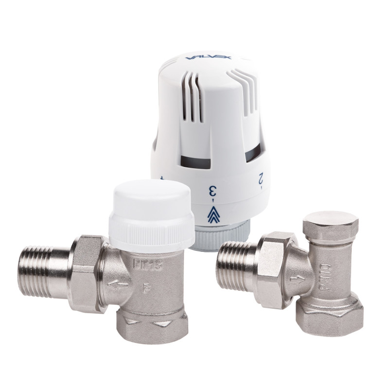 Kit robinet calorifer termostatat + robinet calorifer retur + cap termostat Valvex Thermo, alama, 1/2"