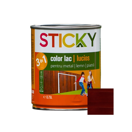 Lac alchidic pentru lemn / metal / piatra, Sticky, tec, interior / exterior, 0.75 L