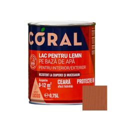 Lac pentru lemn, Coral, alun, pe baza de apa, interior / exterior, 0.75 L