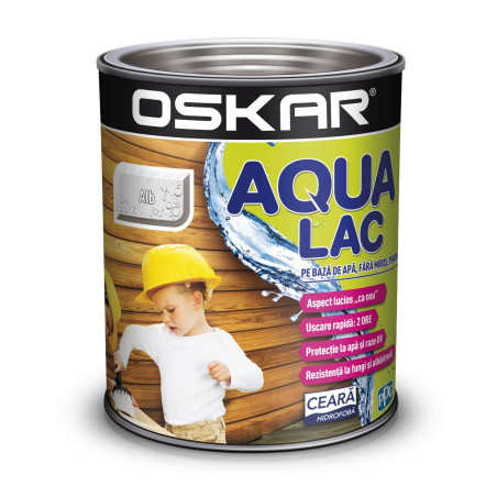Lac pentru lemn Oskar Aqua Lac, alb, pe baza de apa, interior / exterior, 0.75 L