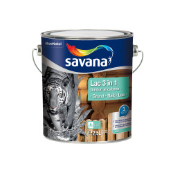 Lac pentru lemn Savana 3 in 1 - garduri si cabane, mahon, pe baza de apa, interior / exterior, 2.5 L