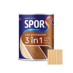 Lac protector 3 in 1 pentru lemn, Spor, incolor, lucios, interior / exterior, 0.75 L