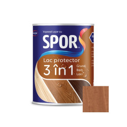 Lac protector 3 in 1 pentru lemn, Spor, nuc, lucios, interior / exterior, 0.75 L