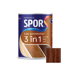 Lac protector 3 in 1 pentru lemn, Spor, palisandru, lucios, interior / exterior, 0.75 L