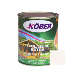 Lac / lazura 3 in 1 pentru lemn, Kober Ecolasure Extra, alb, pe baza de apa, interior / exterior, 0.75 L