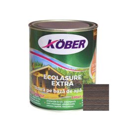Lac / lazura 3 in 1 pentru lemn, Kober Ecolasure Extra, stejar gri, pe baza de apa, interior / exterior, 0.75 L