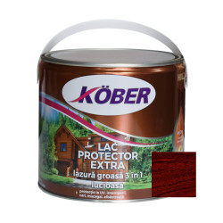 Lac / lazura groasa pentru lemn, Kober Extra 3 in 1, mahon inchis, interior / exterior, 2.5 L