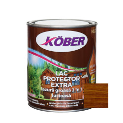 Lac / lazura groasa pentru lemn, Kober Extra 3 in 1, nuc, interior / exterior, 0.75 L