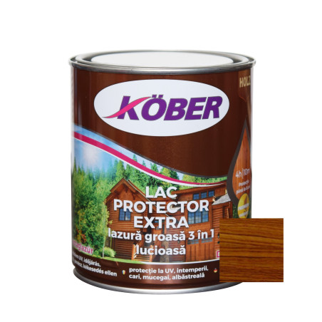 Lac / lazura groasa pentru lemn, Kober Extra 3 in 1, nuc, interior / exterior, 0.75 L