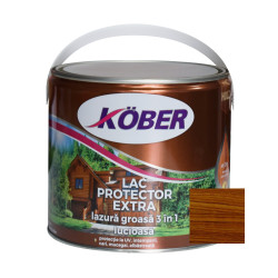 Lac / lazura groasa pentru lemn, Kober Extra 3 in 1, nuc, interior / exterior, 2.5 L