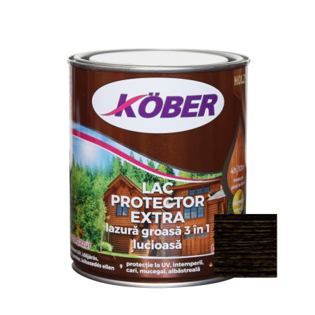 Lac / lazura groasa pentru lemn, Kober Extra 3 in 1, wenge, interior / exterior, 0.75 L