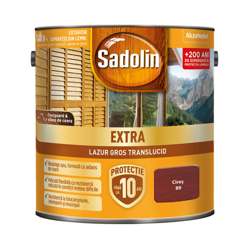 Lac / lazura pentru lemn, Sadolin Extra, cires, exterior, 2.5 L