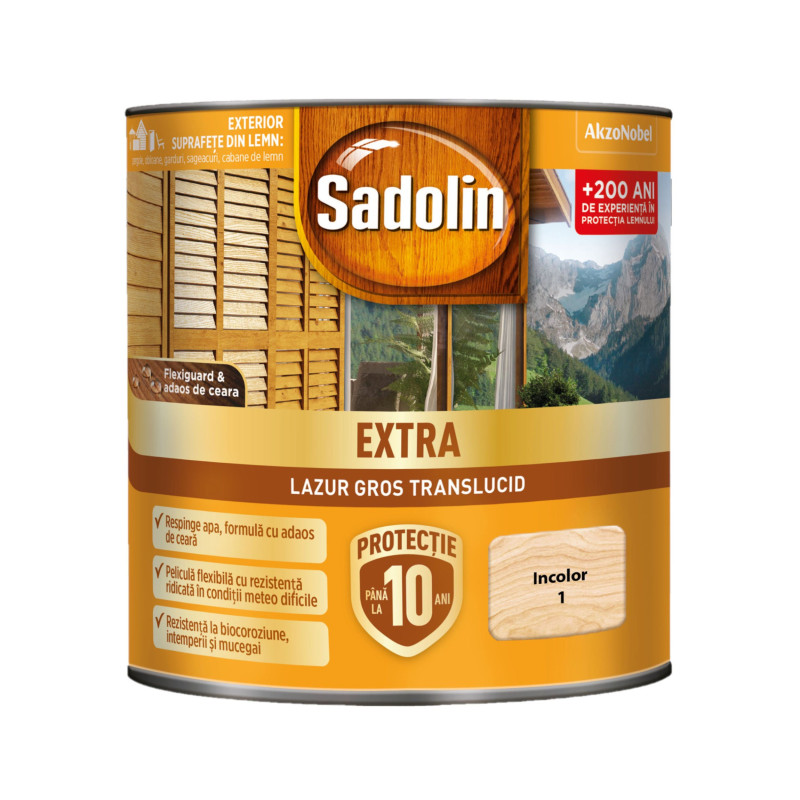 Lac / lazura pentru lemn, Sadolin Extra, incolor, exterior, 0.75 L Lac / lazura pentru lemn, Sadolin Extra, incolor, exterior, 0.75 L
