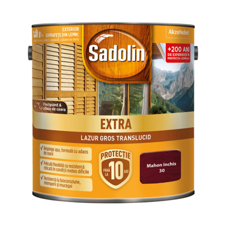 Lac / lazura pentru lemn, Sadolin Extra, mahon inchis, exterior, 2.5 L