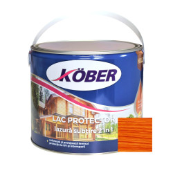 Lac / lazura subtire 2 in 1 pentru lemn, Kober, cires, interior / exterior, 2.5 L