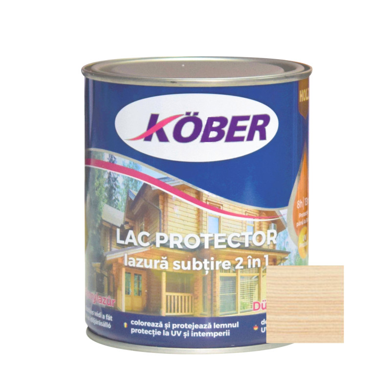 Lac / lazura subtire 2 in 1 pentru lemn, Kober, incolor, interior / exterior, 0.75 L