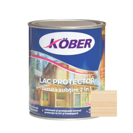 Lac / lazura subtire 2 in 1 pentru lemn, Kober, incolor, interior / exterior, 0.75 L