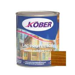 Lac / lazura subtire 2 in 1 pentru lemn, Kober, nuc mediu, interior / exterior, 0.75 L