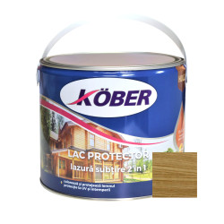 Lac / lazura subtire 2 in 1 pentru lemn, Kober, stejar inchis, interior / exterior, 2.5 L