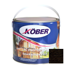Lac / lazura subtire 2 in 1 pentru lemn, Kober, wenge, interior / exterior, 2.5 L